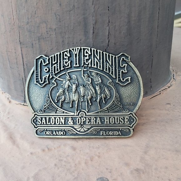 Cheyenne Saloon & Opera House Solid Brass Belt Buckle - Orlando, Fla - Vintage - Picture 7 of 7